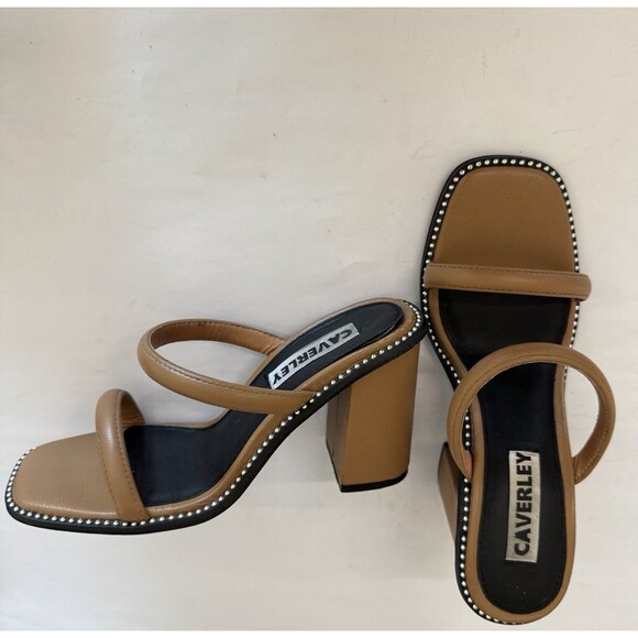 Caverley Sandy Mule Block Heel Sandals Women EU 36 US 6 Casual Neutral Studded - Picture 1 of 16
